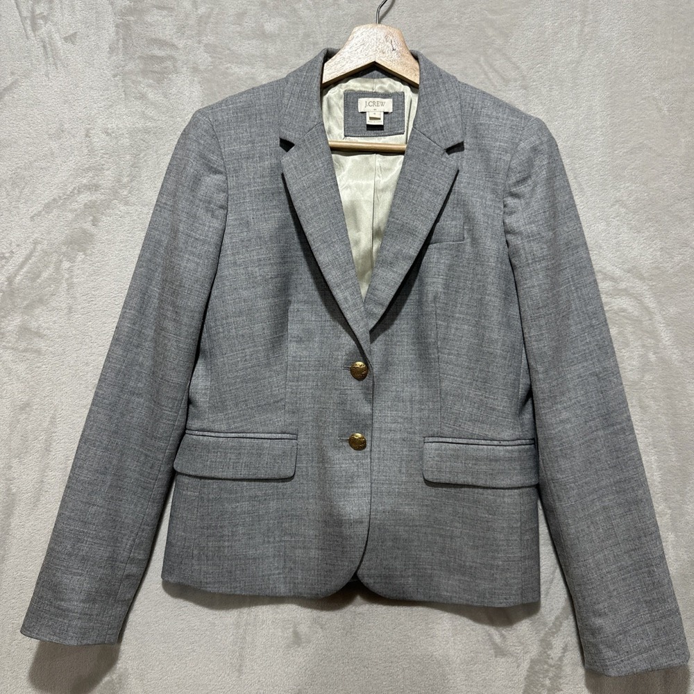J. Crew Blazer Women's Size 4 Notched Lapel Welt Pockets Gold Button